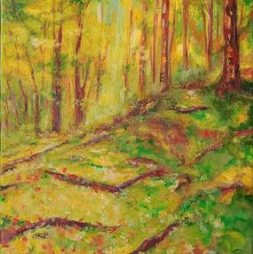 Peinture, Foret d'automne jaune, Christine Desplanque