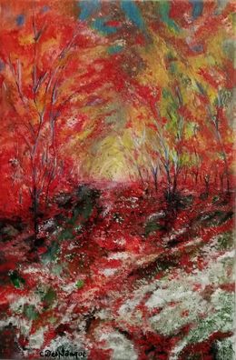 Pintura, La foret d'automne rouge, Christine Desplanque