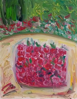 Gemälde, Sweet summer red cherries from the garden, Natalya Mougenot