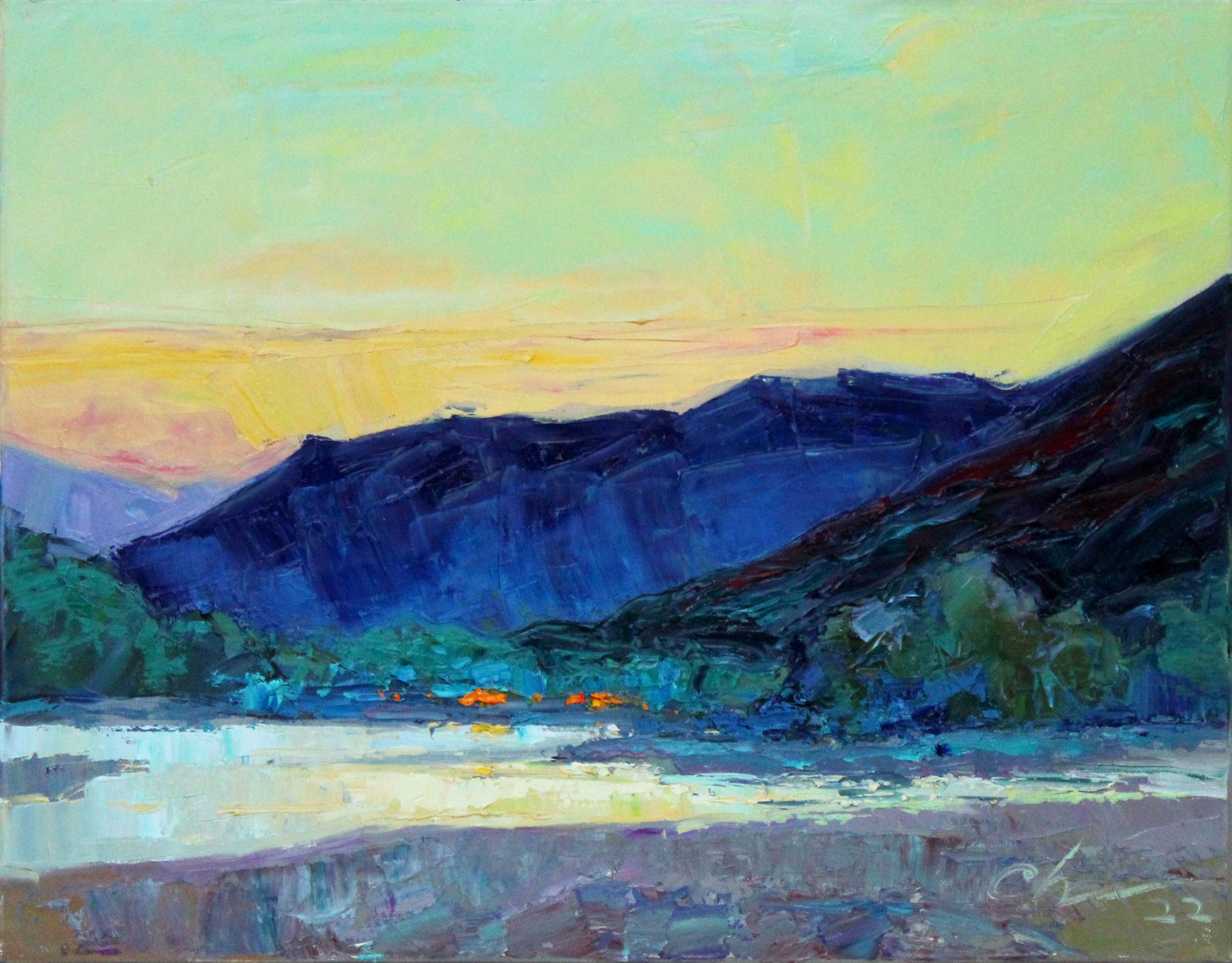 Serhii Cherniakovskyi, Evening river-small sunset landscape Serhii Cherniakovskyi, Evening river-small sunset landscape