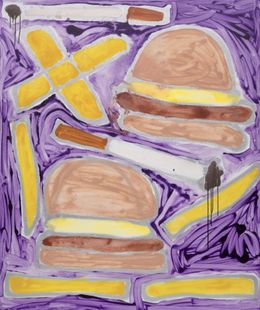Painting, Hamburgers French Fries and Cigarettes, Katherine Bernhardt