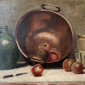 Gemälde, Cuivre et fruits, A. Bally