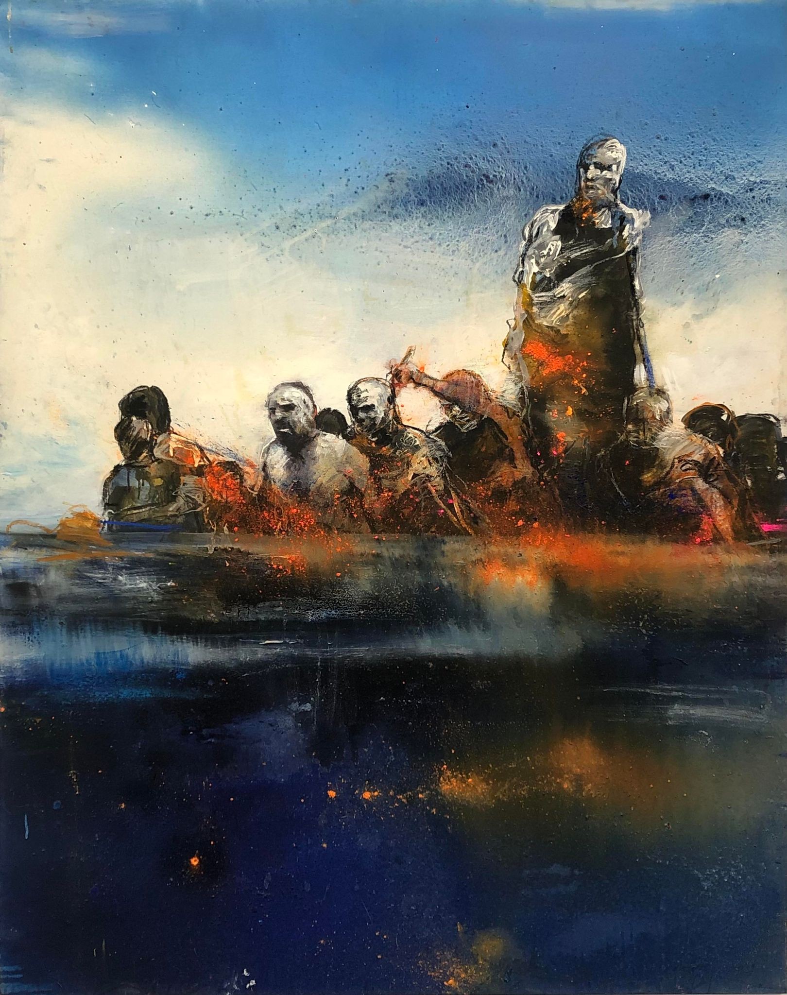 Christophe Hohler, Les Bateliers, peinture sur toile Christophe Hohler, Les Bateliers, peinture sur toile