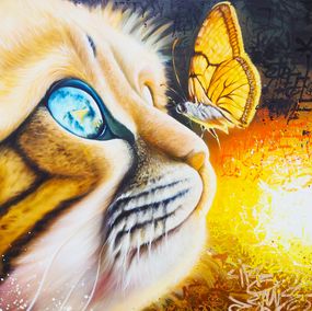 Painting, Le chat et le papillon, Vincent Bardou