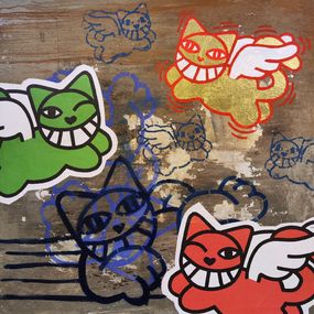 Peinture, Flying Cats on the Road, M.Chat
