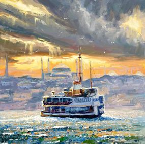 Gemälde, Evening sea sunset, Evgeny Chernyakovsky