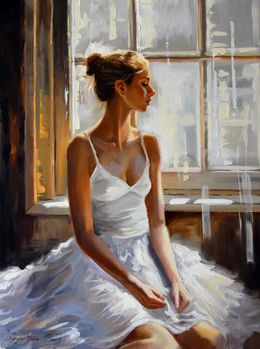Gemälde, A ballerina at the window, Serghei Ghetiu