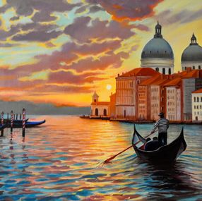 Gemälde, Sunset in Venice, Serghei Ghetiu