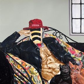 Painting, Masked Elegance in Contemporary Threads 1, Emmanuel Ojebola