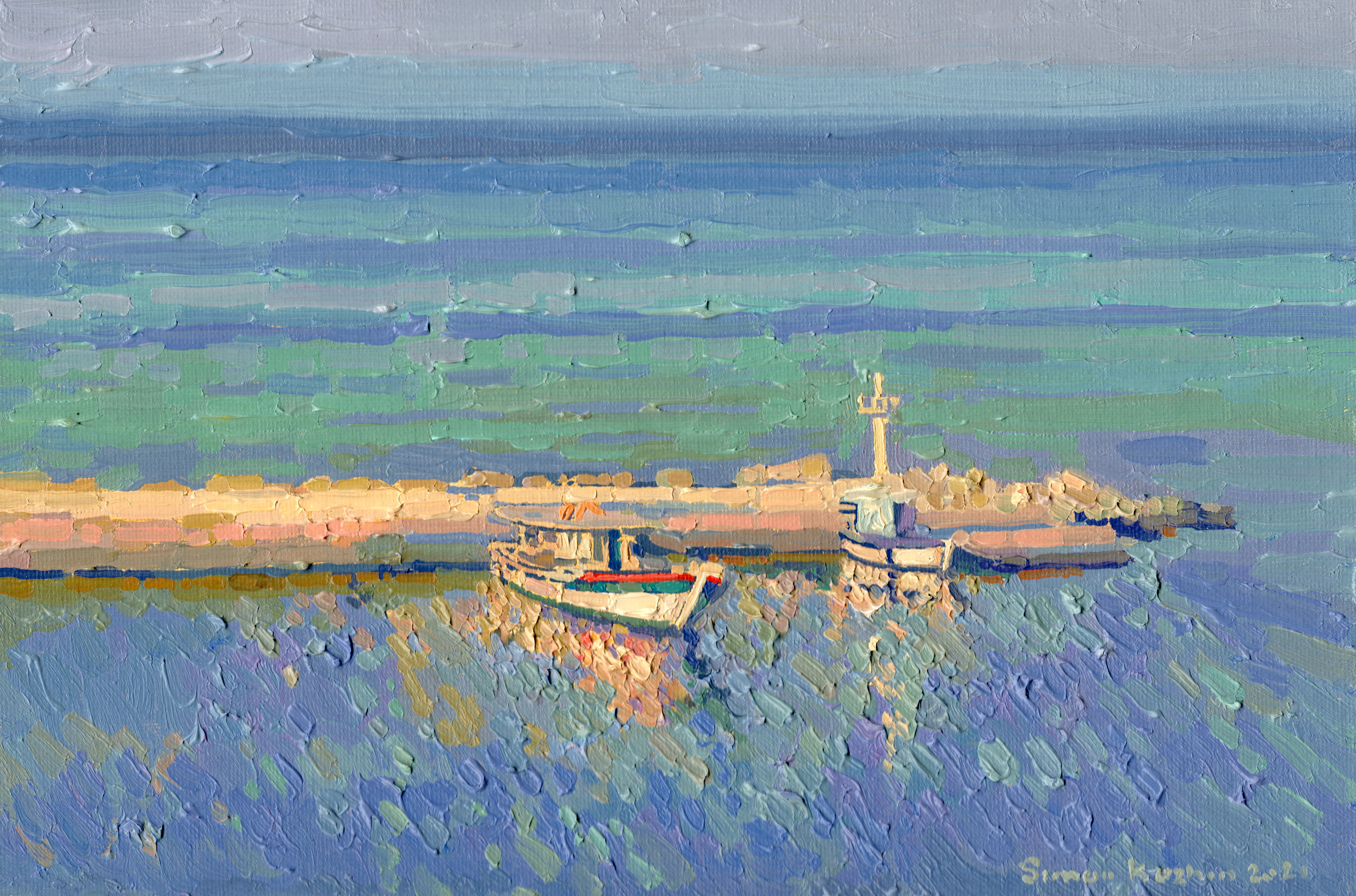 Simon Kozhin, Fishing boats in the evening. Bali. Crete. Greece Simon Kozhin, Fishing boats in the evening. Bali. Crete. Greece