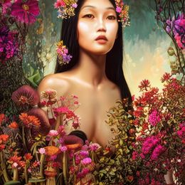 Édition, Aus der Serie: Mystische Thai-Visionen: Heilige Pilze und Blumen (9), The opium smoking white elephant