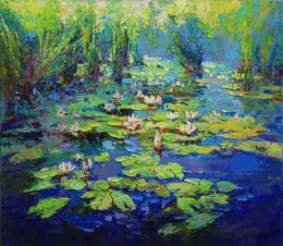 Peinture, Beauty of the river. Water lilies, Alisa Onipchenko-Cherniakovska