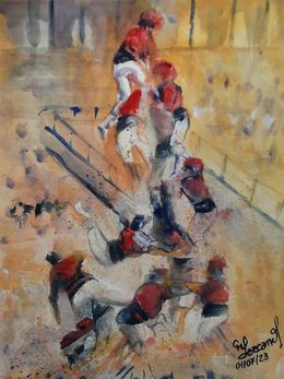 Gemälde, Castellers en movimiento, Carlos Hugo Lezcano