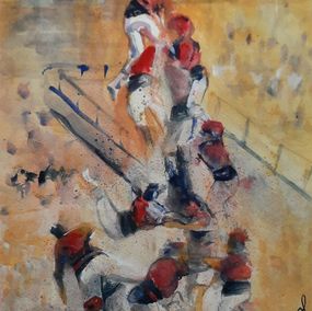 Painting, Castellers en movimiento, Carlos Hugo Lezcano