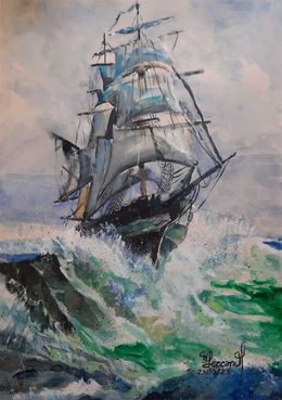 Gemälde, Fragata y tempestad, Carlos Hugo Lezcano
