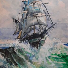 Gemälde, Fragata y tempestad, Carlos Hugo Lezcano