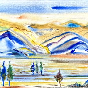 Fine Art Drawings, The Rhapsody Of Blue Mountains, Kirill Postovit