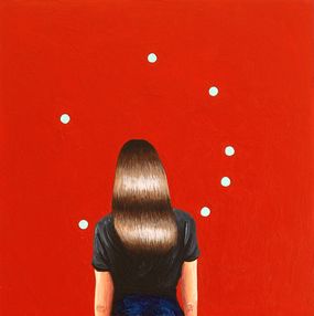 Gemälde, Dots (woman enjoying painting by Larry Poons), Gerard Boersma