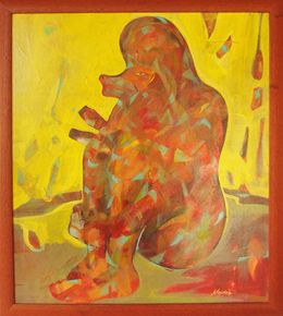 Painting, Woman with a Dog, Ladislav Majoroši