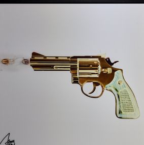 Print, X-ray Art - Golden Gun Revolver White, James Chiew