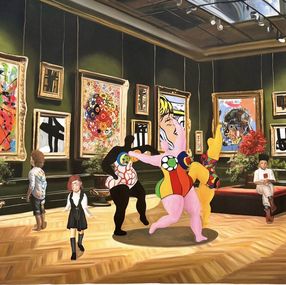 Painting, Jackson, Niki, Jean- Michel, Takashi and Yves meet Polock, Soulages Murakami, Lichtenstein, Basquiat, Klein and Saint Phalle 2, Gully