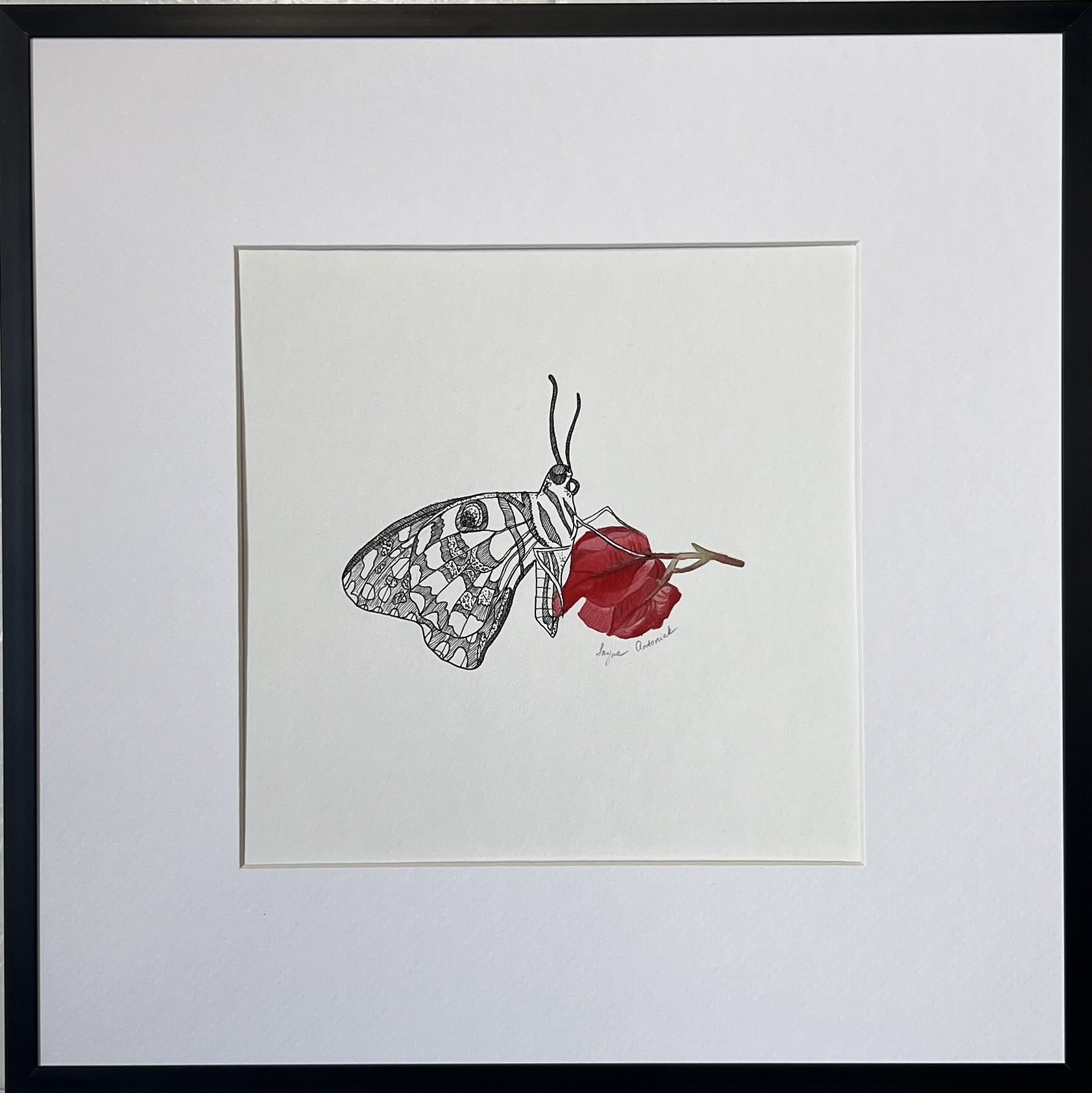 Iryna Antoniuk, Butterfly on the flower + frame Iryna Antoniuk, Butterfly on the flower + frame