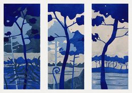 Painting, Blue pines - Loving trees N°3, Aurélie Trabaud