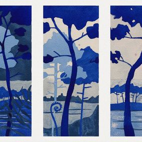 Pintura, Blue pines - Loving trees N°3, Aurélie Trabaud