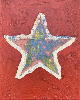 Painting, Star (Yellow/Pink/White/Blue on Red), Matthew Rose