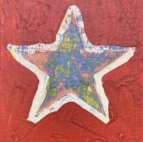 Gemälde, Star (Yellow/Pink/White/Blue on Red), Matthew Rose