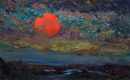 Painting, Red moon, Alisa Onipchenko-Cherniakovska
