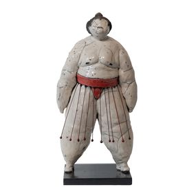Escultura, Yokozuna - série Sumotoris - sculpture terre cuite Raku, Laurence Schlimm Boland