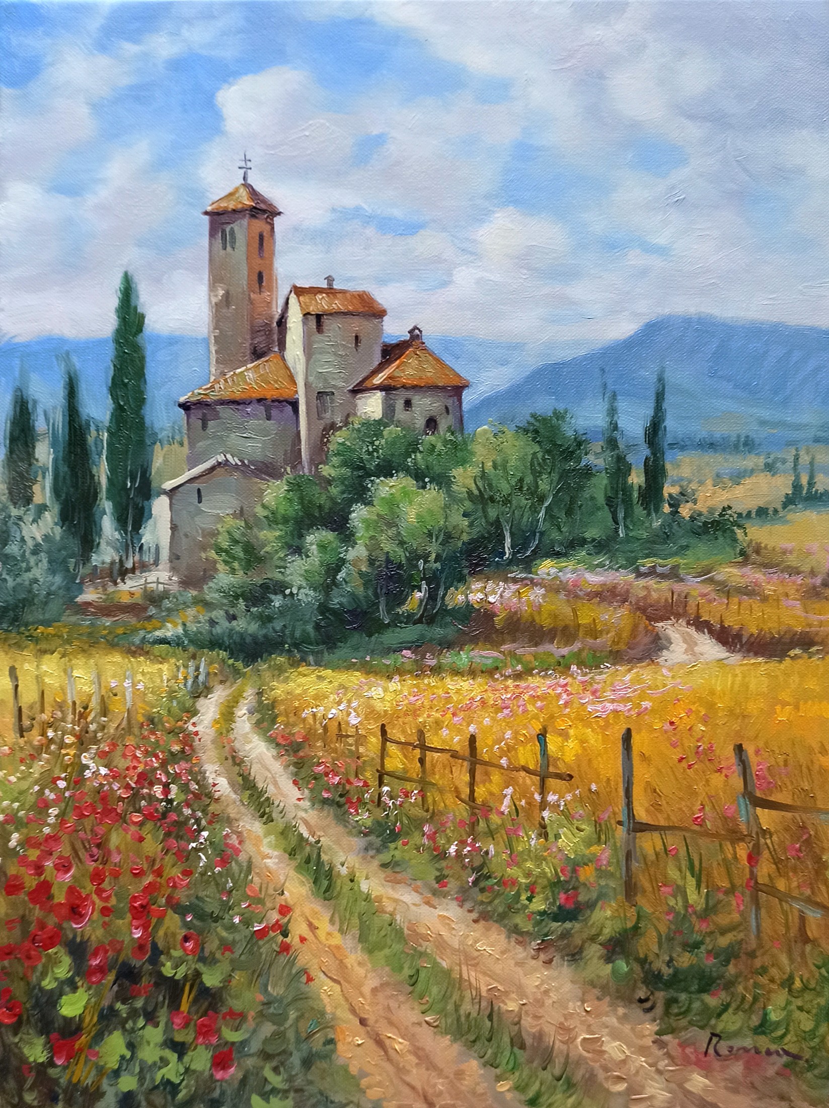 Domenico Ronca, Enchanted hamlet - Tuscany painting landscape Domenico Ronca, Enchanted hamlet - Tuscany painting landscape