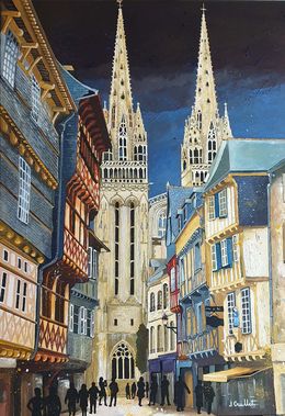 Painting, Quimper la Cathédrale, Jacques Guillet