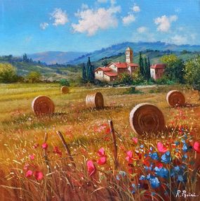 Painting, Relaxing countryside - Tuscany landscape painting, Raimondo Pacini