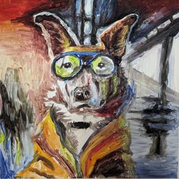 Pintura, Aviator's Best Friend - animal, dog, fashion, Petro Krykun