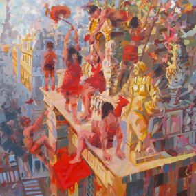 Gemälde, Party on the rooftop, Rudyard Heaton