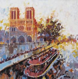 Pintura, Notre-Dame et bateau mouche, Rudyard Heaton