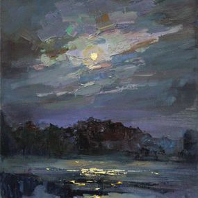 Peinture, Full moon over the river, Serhii Cherniakovskyi