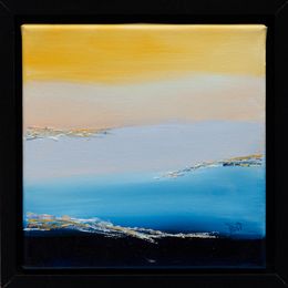 Peinture, Lagon 3 - Paysage marin abstrait entre mer et terre, Brigitte Bibard-Guillon