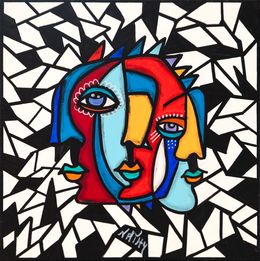 Peinture, Trinité Mosaïca - Série Trinité - Pop art cubisme, Nathalie Paccalet dite Nathy