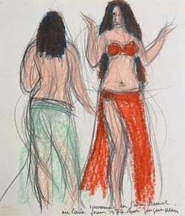 Fine Art Drawings, Danseuses au Palais Mawal, Le Caire, André Jacquemin