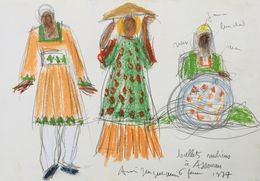 Zeichnungen, Ballets nubiens à Assouan, André Jacquemin