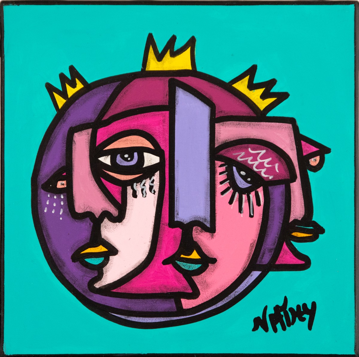 Nathalie Paccalet dite Nathy, Trinité lunaire - Série Trinité - Portrait Pop art cubisme Nathalie Paccalet dite Nathy, Trinité lunaire - Série Trinité - Portrait Pop art cubisme