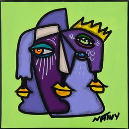 Gemälde, Trinité Purple - Série Trinité - Pop art cubisme, Nathalie Paccalet dite Nathy