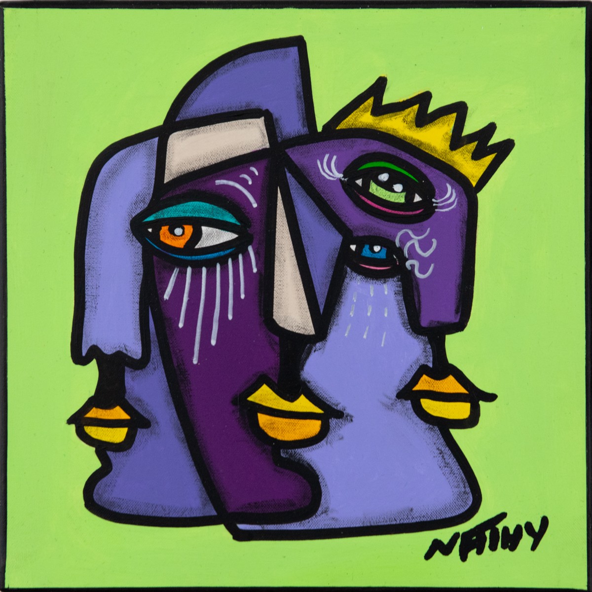 Nathalie Paccalet dite Nathy, Trinité Purple - Série Trinité - Portrait Pop art cubisme Nathalie Paccalet dite Nathy, Trinité Purple - Série Trinité - Portrait Pop art cubisme