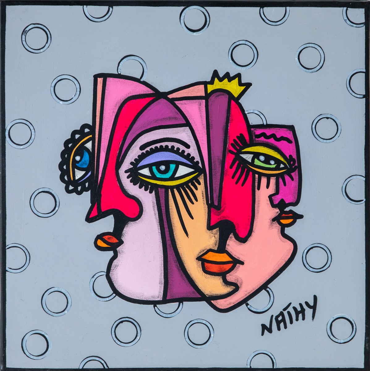 Nathalie Paccalet dite Nathy, Trinité Pinkbubbles - Série Trinité - Portrait Pop art cubisme Nathalie Paccalet dite Nathy, Trinité Pinkbubbles - Série Trinité - Portrait Pop art cubisme
