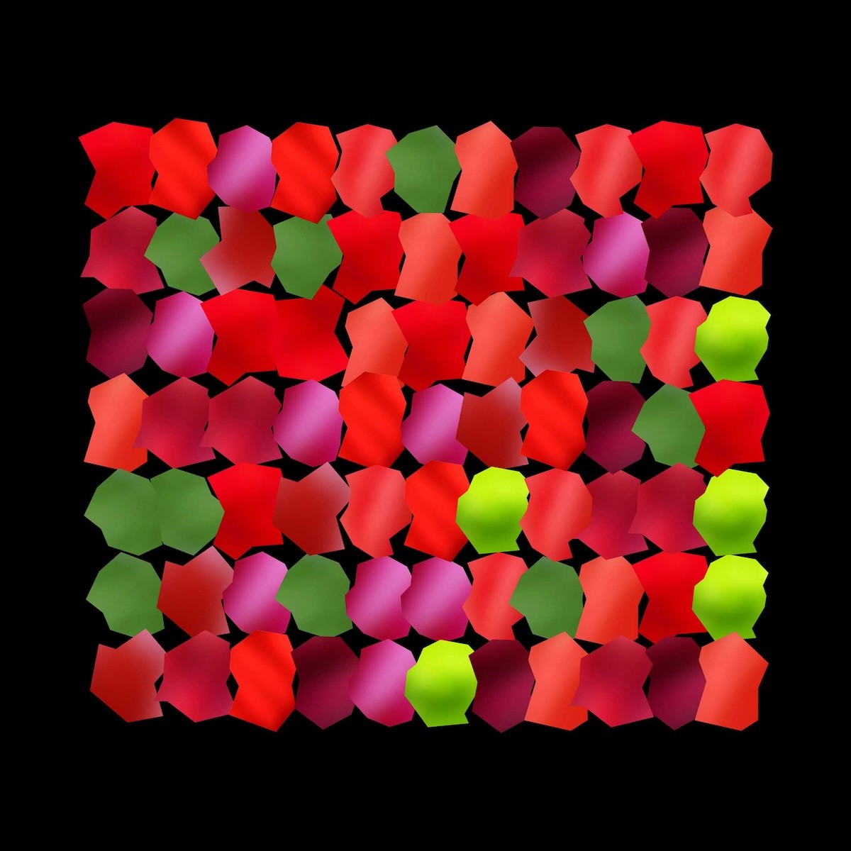 Philippe Leveau, 6 – Pi 76 polygonal rouge fond noir – Tirage photographique argentique Philippe Leveau, 6 – Pi 76 polygonal rouge fond noir – Tirage photographique argentique