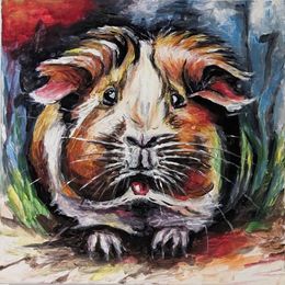 Peinture, Curious guinea pig - animal, Petro Krykun