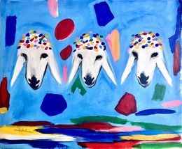 Peinture, 3 Sheep, Menashe Kadishman